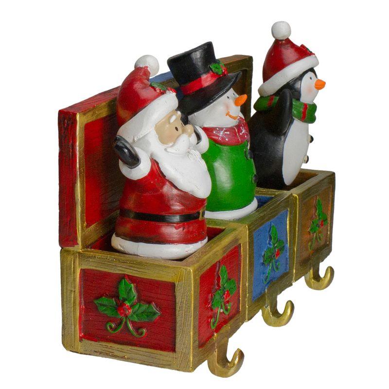 Northlight Santa, Snowman and Penguin Jack in the Box Christmas Stocking Holders - Set of 3