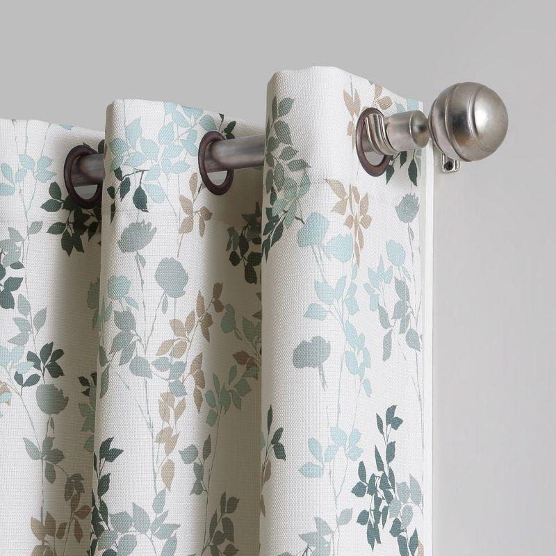 Harbor Blue Floral Print Grommet Curtain Panel