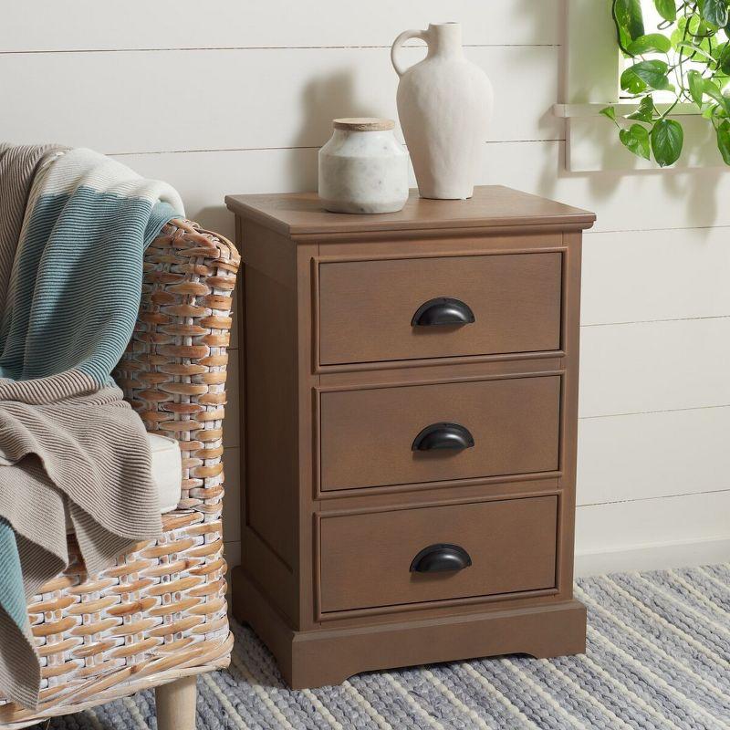 Griffin 3 Drawer Side Table - AMH5717 - Sepia - Safavieh Couture