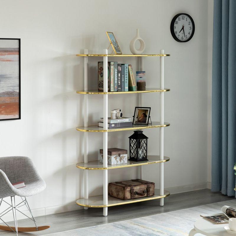 White 40" Contemporary Modern 5-Tier Wood Bookshelf