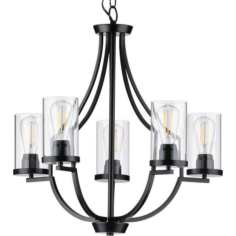 Lassiter Matte Black Steel Chandelier with Clear Glass Shades