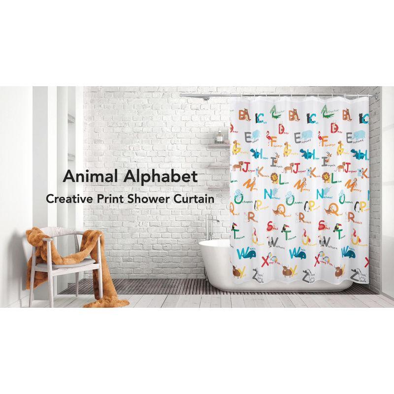 Animal Alphabet Multicolor Polyester Kids' Shower Curtain