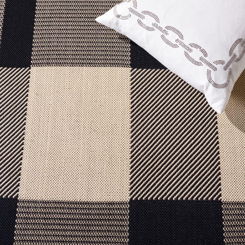 Black and Bone Plaid Indoor/Outdoor Area Rug, 4' x 5'7"