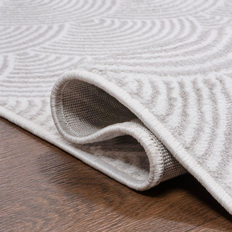 JONATHAN Y Porter Geometric Art Deco Fan Pattern High-Low White/Light Gray 4 ft. x 6 ft. Area Rug