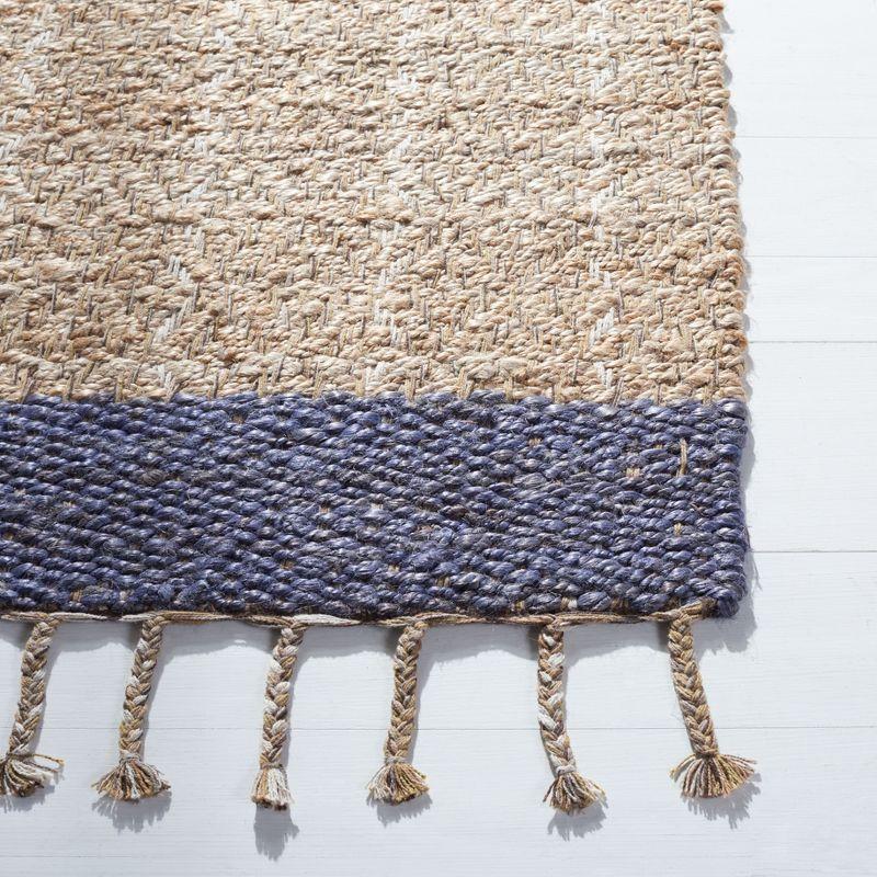 Boho-Chic Natural & Purple Handwoven Cotton Rug - 4' x 6'