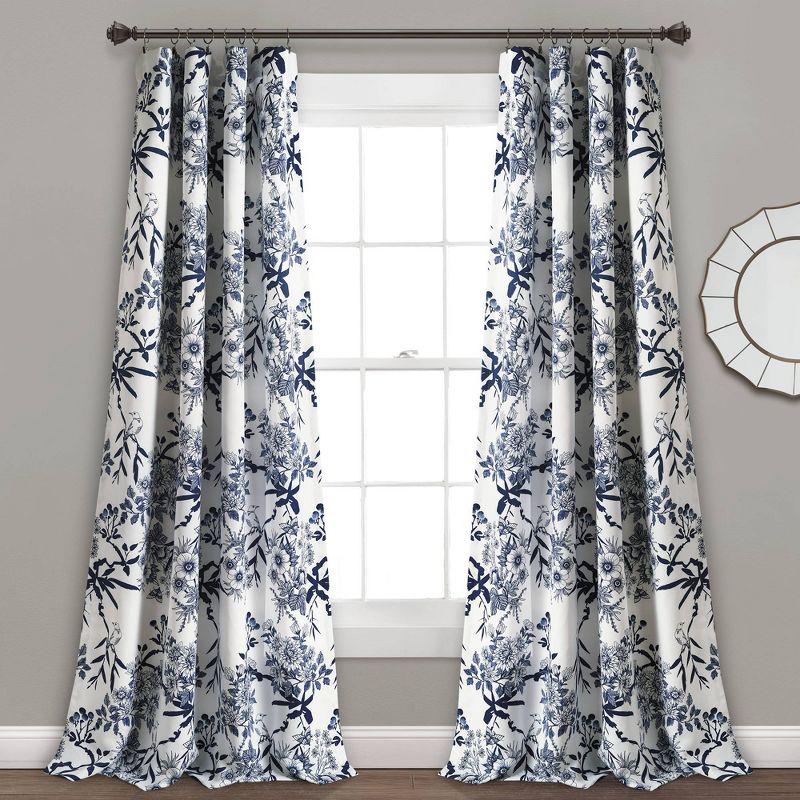 Botanical Garden Polyester Room Darkening Curtain Pair