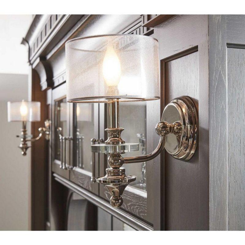 Progress Lighting Marche 1-Light Wall Sconce, Polished Nickel, Sheer Silver Organza Shade