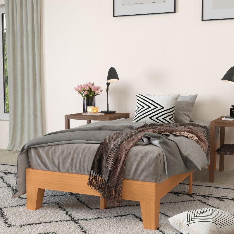 Merrick Lane Eduardo Platform Bed Frame, Solid Wood Platform Bed Frame With Slatted Support, No Box Spring Needed