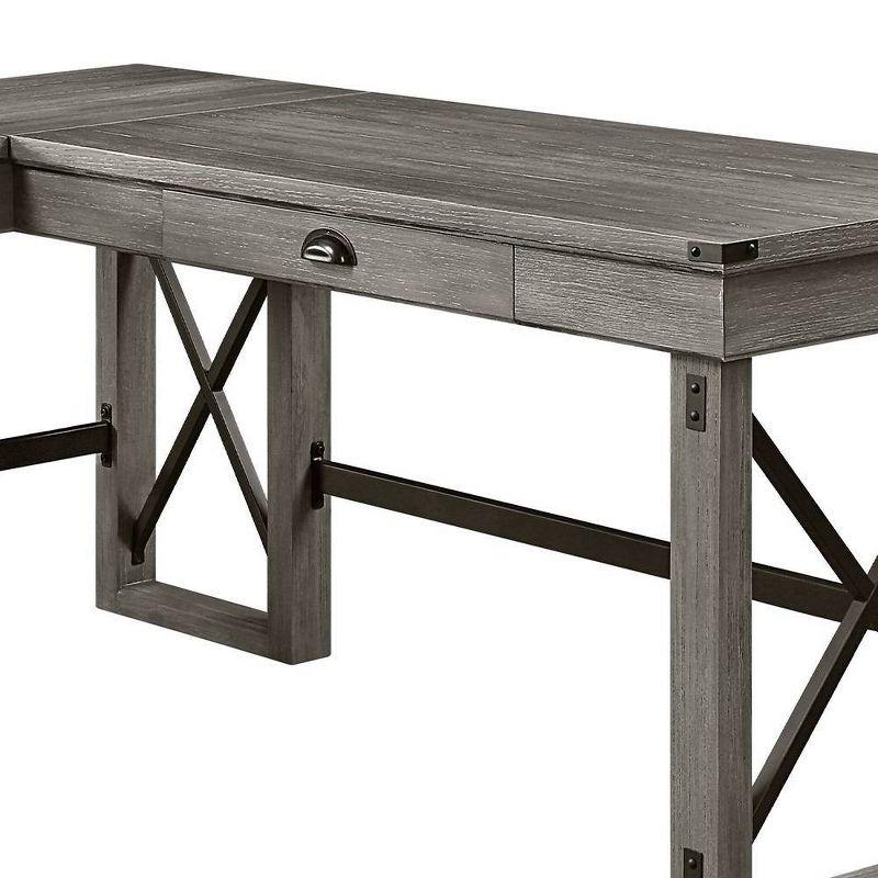 67" Talmar Writing Desk Weathered Finish Gray - Acme Furniture: L-Shaped, Lift-Top Storage, No Assembly Required