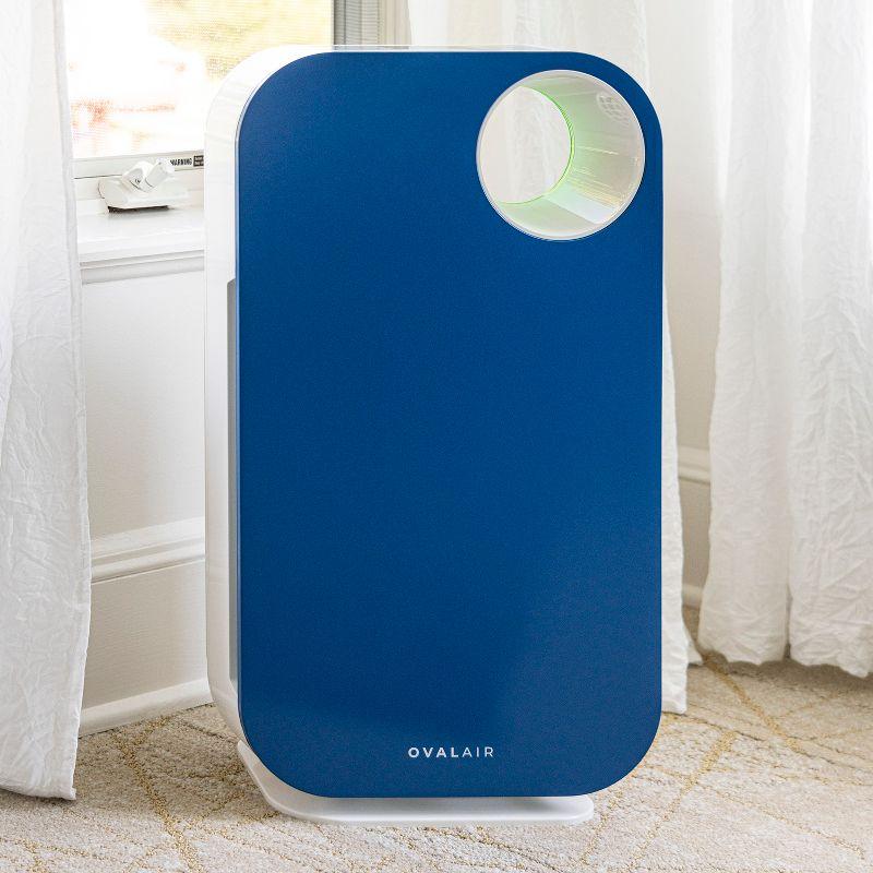 OVAL AIR OVAL AIR 3-Stage H13 True HEPA 5-in-1 Air Purifier reduces Allergies, Asthma, Pets, Odor, Smoke