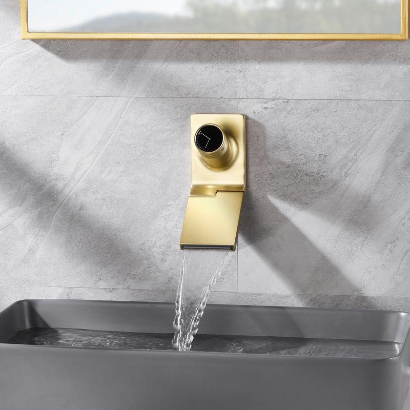 Sumerain Adjustable Aerator Wall Mount Bathroom Sink Faucet With Swiveling Waterfall Brass Spout