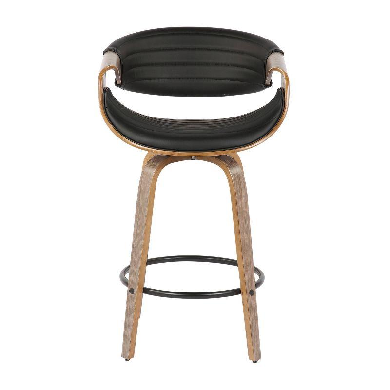 Set of 2 Symphony Upholstered Counter Height Barstools: Mid-Century, Tufted, Walnut Legs - Lumisource