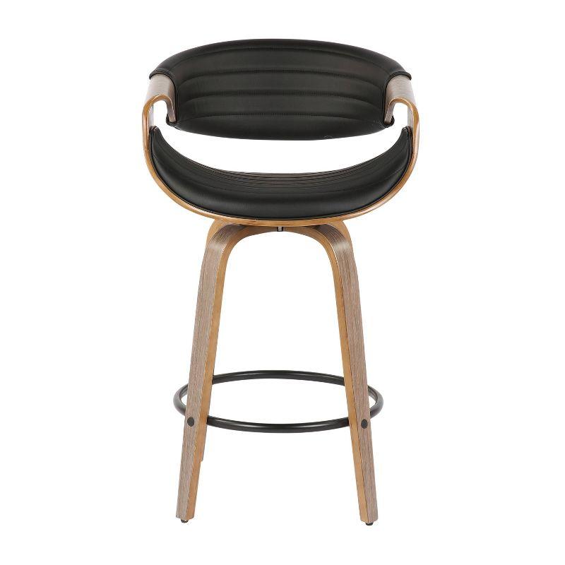 Walnut and Black Mid-Century Modern Swivel Counter Stool