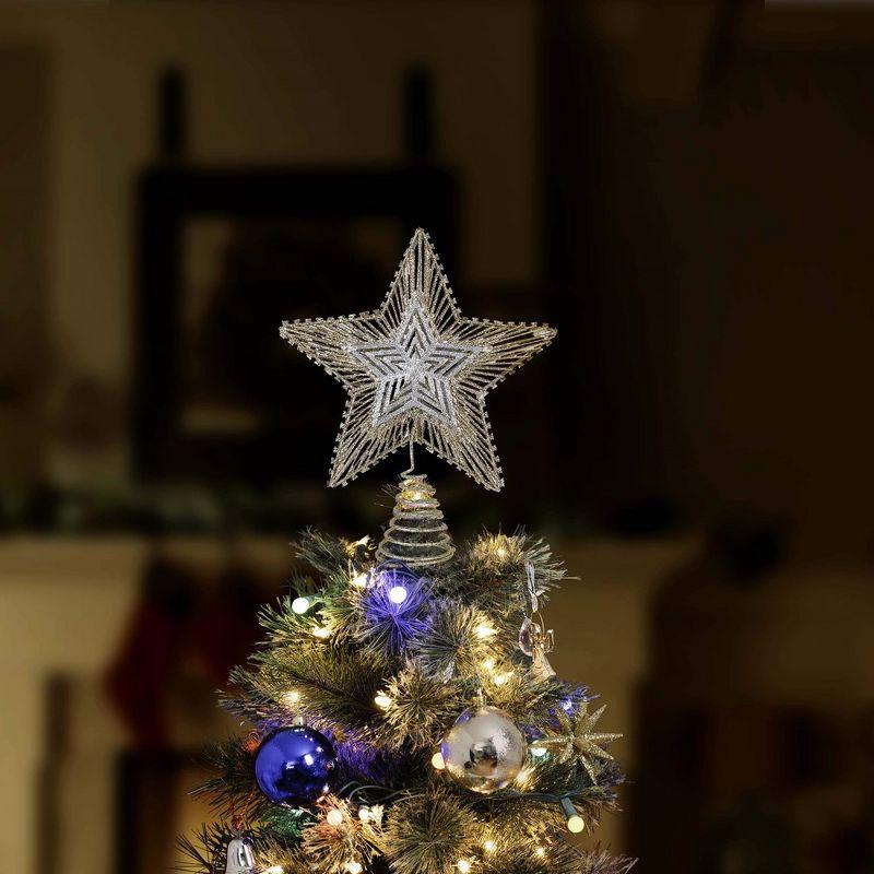 Ornativity Christmas Glitter Star Tree Topper - Rose Gold and Silver