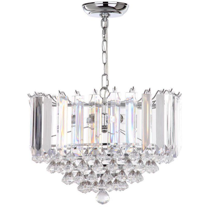 Contemporary Chrome 16.5" Glass Pendant with Shimmering Crystal Layers