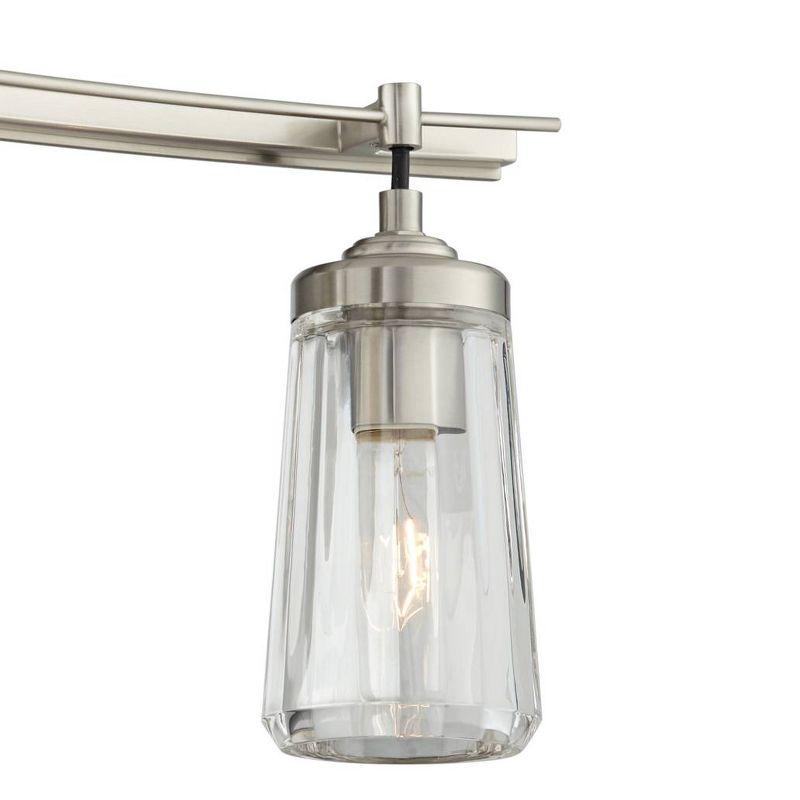 Minka Lavery Industrial Wall Light Brushed Nickel Hardwired 24" 3-Light Fixture Clear Tapered Glass for Bathroom Living Room