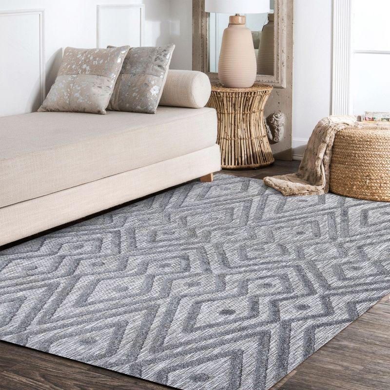 4'x6' Balansat Moroccan Diamond Indoor/Outdoor Area Rug, Dark Gray - JONATHAN Y