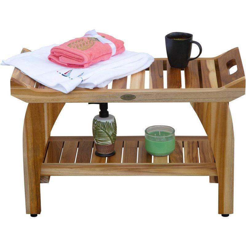 30" Tranquility ED942 Wide Teak Shower Bench with Handles - EcoDecors