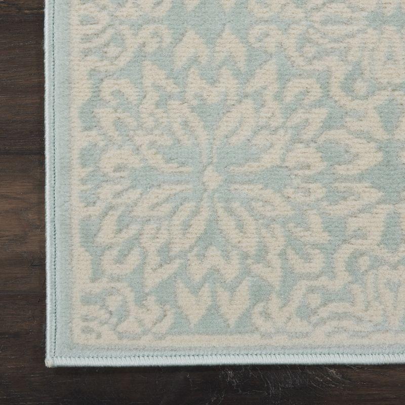 Ivory & Green Floral Synthetic 2' x 4' Easy-Care Rug