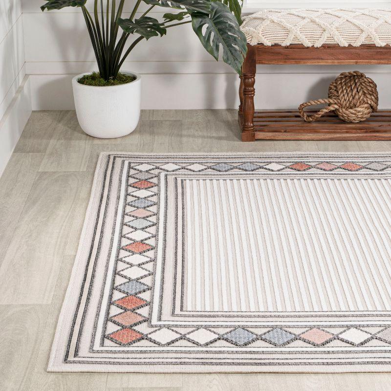 JONATHAN Y Sebastian High-Low Modern Diamond Border Classic Indoor/Outdoor Area Rug