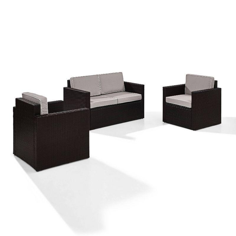 Palm Harbor 3pc All-Weather Wicker Patio Seating Set - Gray - Crosley: Outdoor Furniture Set with Cushions & Steel Frame