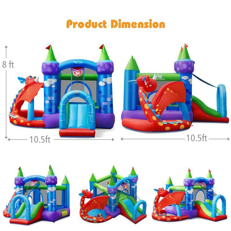 Costway Kids Inflatable Bounce House Dragon Jumping Slide Bouncer Castle W/ 750W Blower