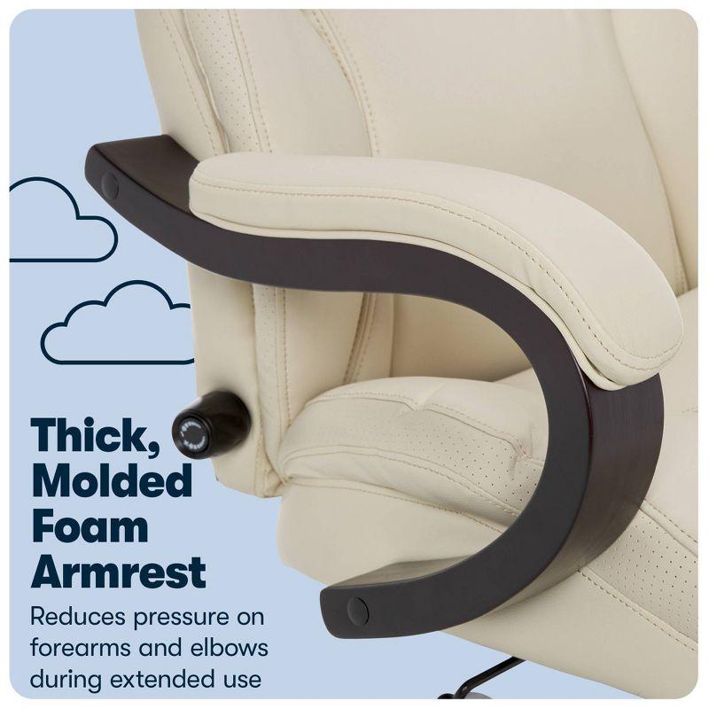 Big and Tall Executive Office Chair - Serta: Lumbar Support, Leather, Wood Finish