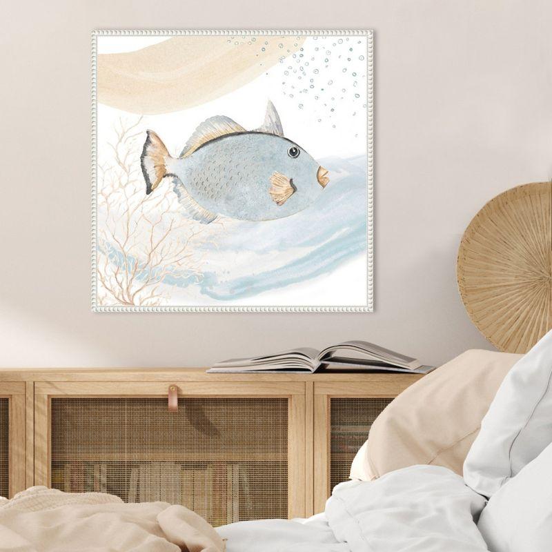Amanti Art Ocean Oasis Waves Blue Fish by Patricia Pinto Canvas Wall Art Print Framed 22 x 22-in.