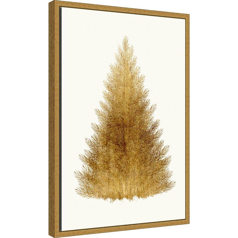 Amanti Art 16"x23" Tan Christmas Tree by Kubistika Framed Canvas Wall Art Print