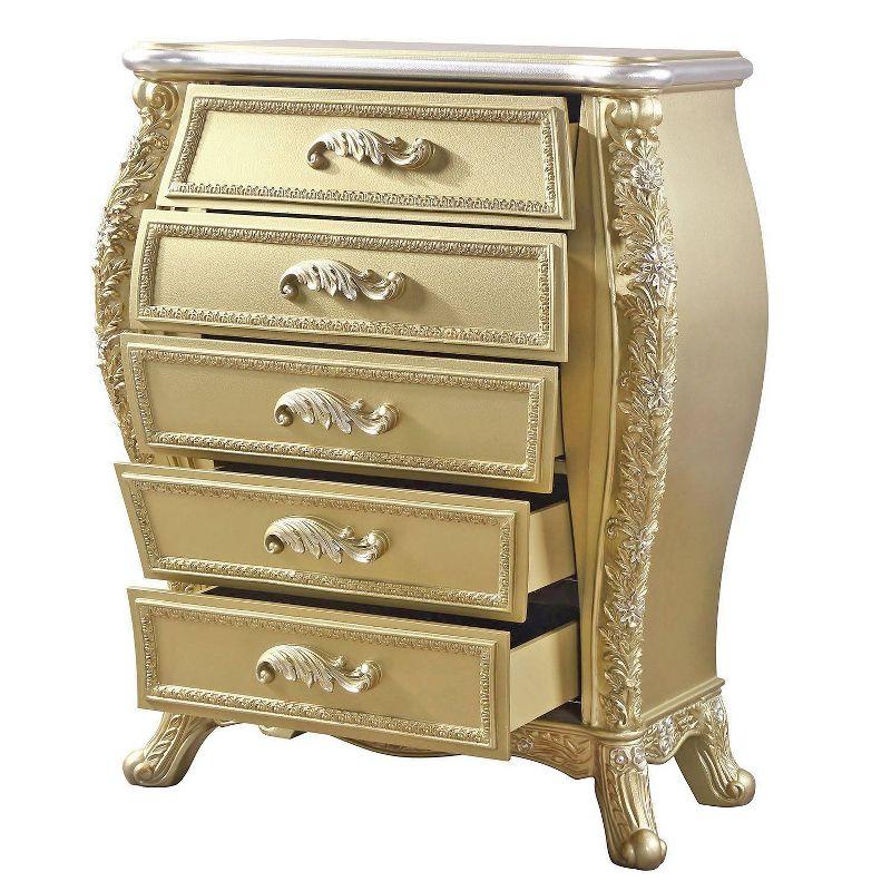 Acme Furniture 46" Cabriole Decorative Storage Drawer Gold Finish: 5-Drawer, Wood Composite, No Assembly Required