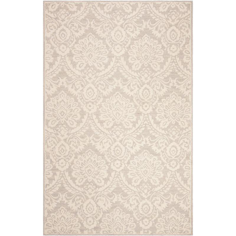 Blossom BLM106 Hand Tufted Indoor Area Rug - Silver/Ivory - 5'x8' - Safavieh