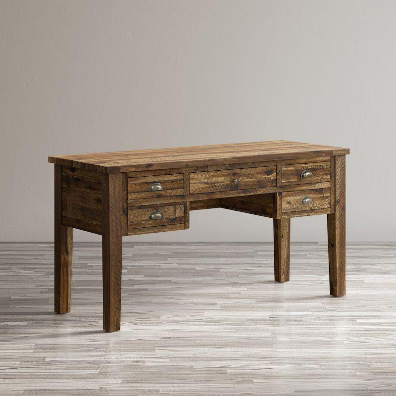 Jofran,Artisan's Craft Rustic Farmhouse Distressed Acacia 5-Drawer Desk