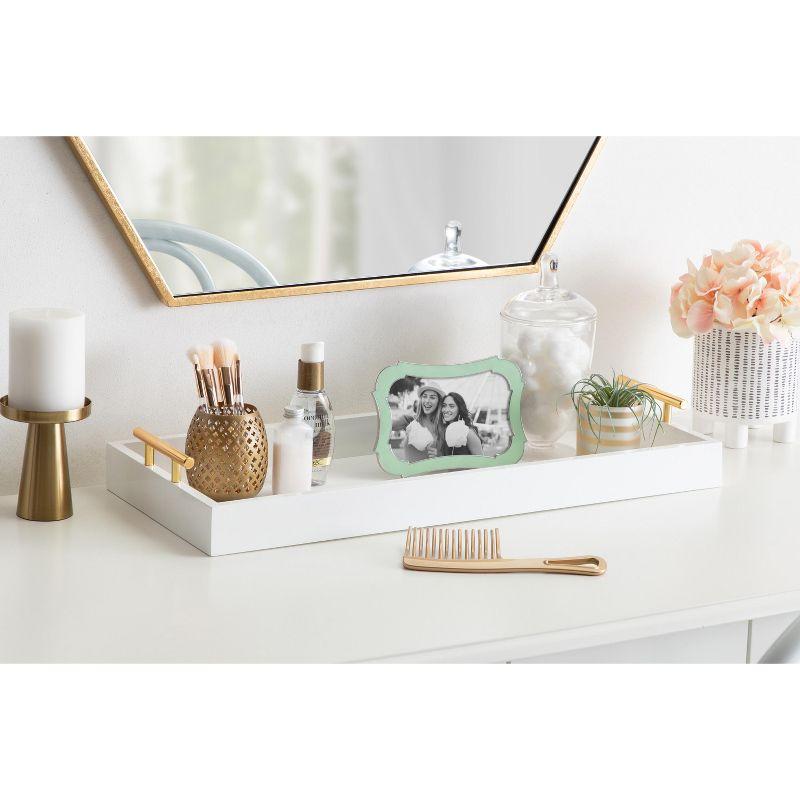Kate and Laurel Lipton Tray, 10x24, White and Gold