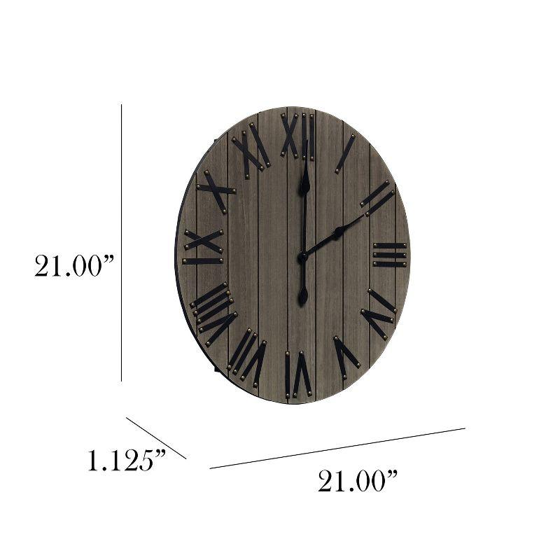 21" Handsome Rustic Farmhouse Wood Wall Clock - Elegant Designs