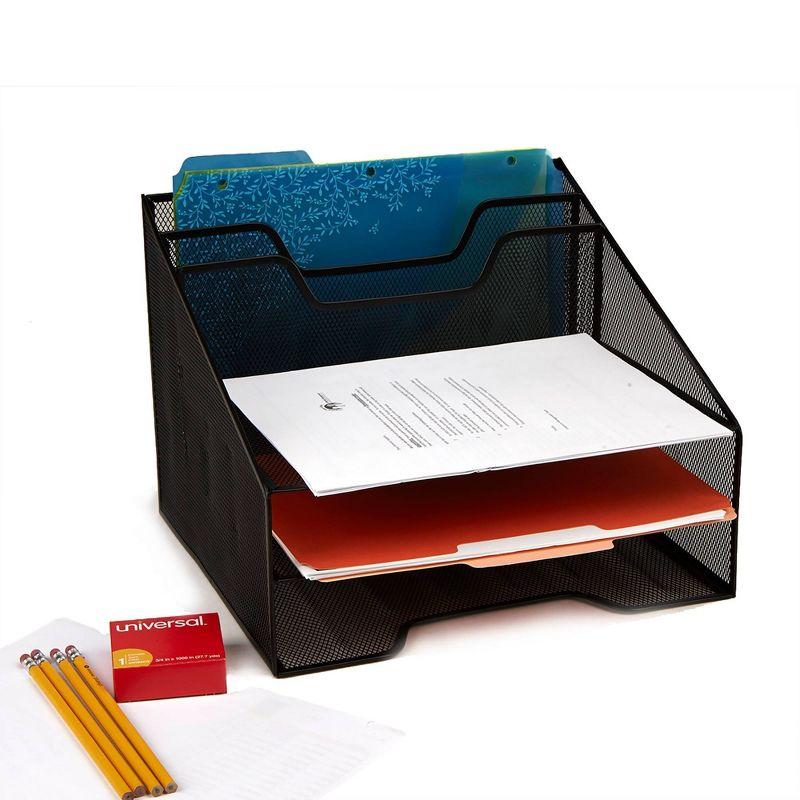 Mind Reader Desktop Organizer, Vertical File Holder, Paper Trays, Office, Metal Mesh, 12.5"L x 11.5"W x 9.5"H