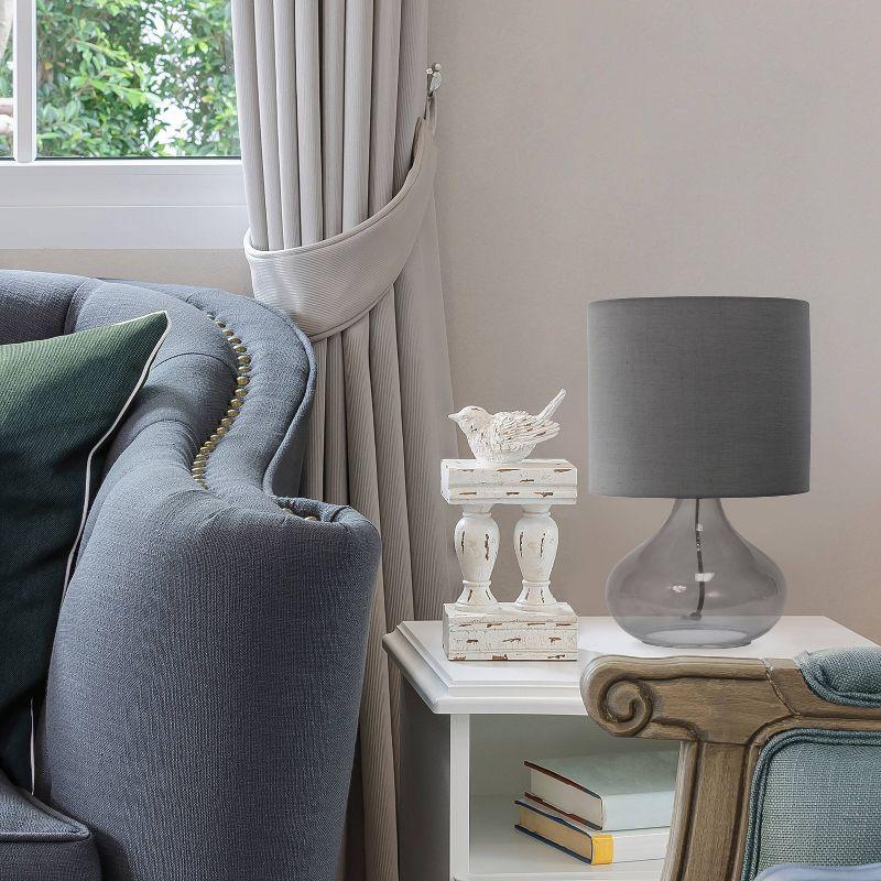 Glass Raindrop Table Lamp with Fabric Shade Gray - Simple Designs: Modern Accent for Bedroom, Office