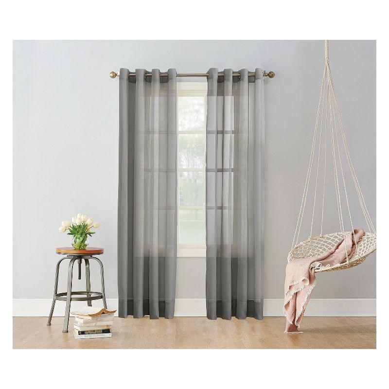 84"x59" Emily Sheer Voile Grommet Top Curtain Panel Dark Gray - No. 918: Sheer Curtain Panels, Indoor Use