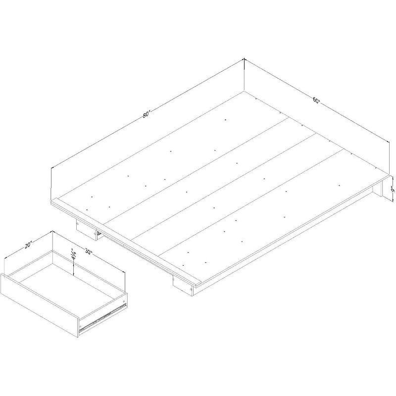 HomeStock Platform Bed with Drawer Weathered Oak Holland