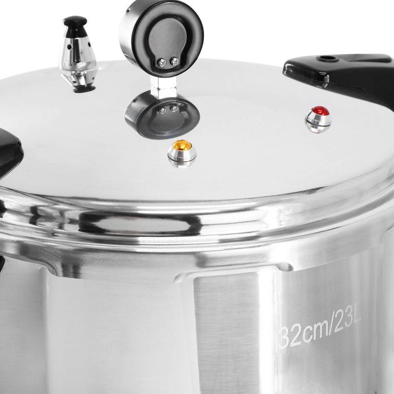 MegaChef 24qt Large Aluminum Stovetop Pressure Cooker/Canner for Induction and Gas Stove-Tops Silver