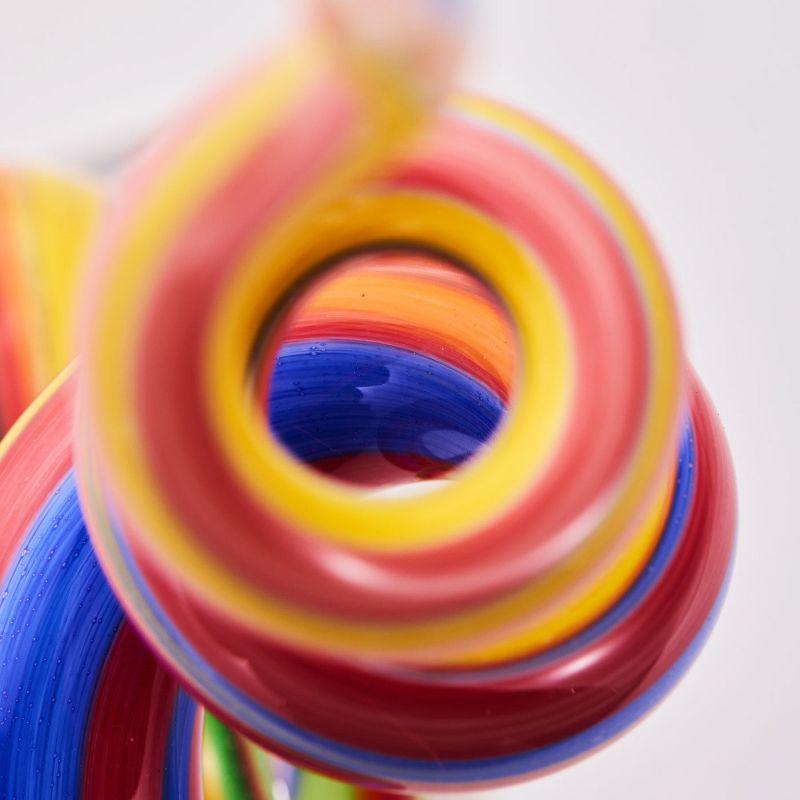 Luxury Lane Hand Blown Abstract Rainbow Swirl Sommerso Art Glass Sculpture Multicolored 9.5"H