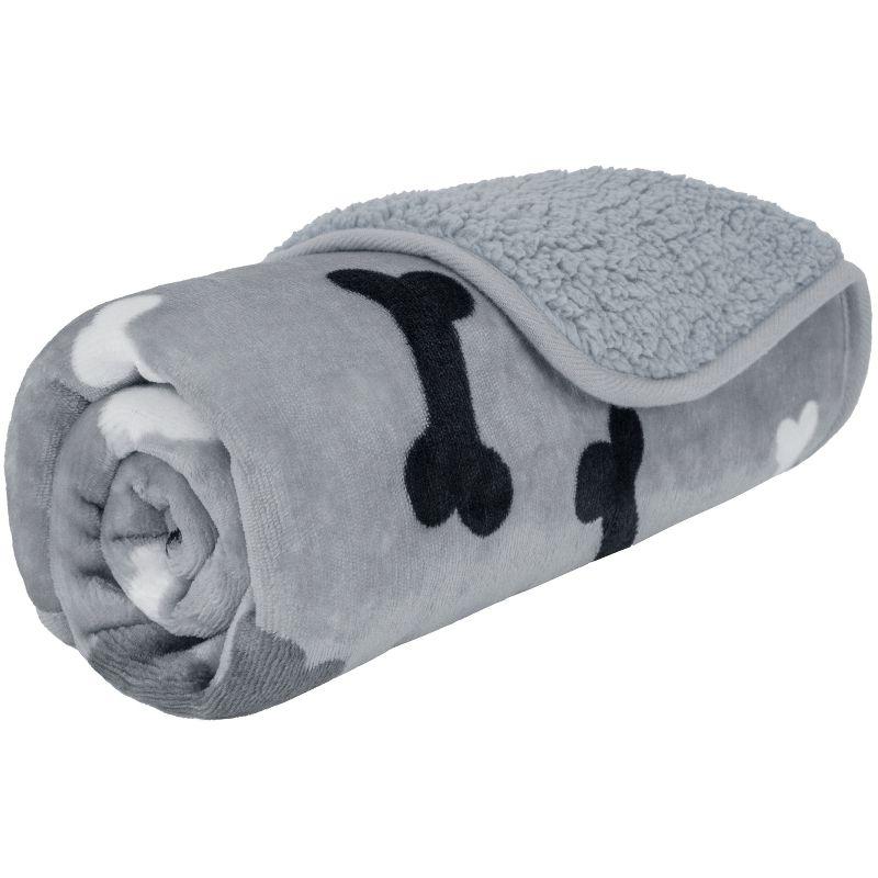 Small Gray Waterproof Sherpa Fleece Dog Blanket