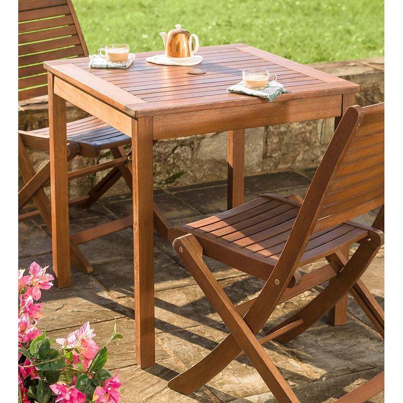 Medium Brown Eucalyptus Wood Square Bistro Table with Umbrella Hole