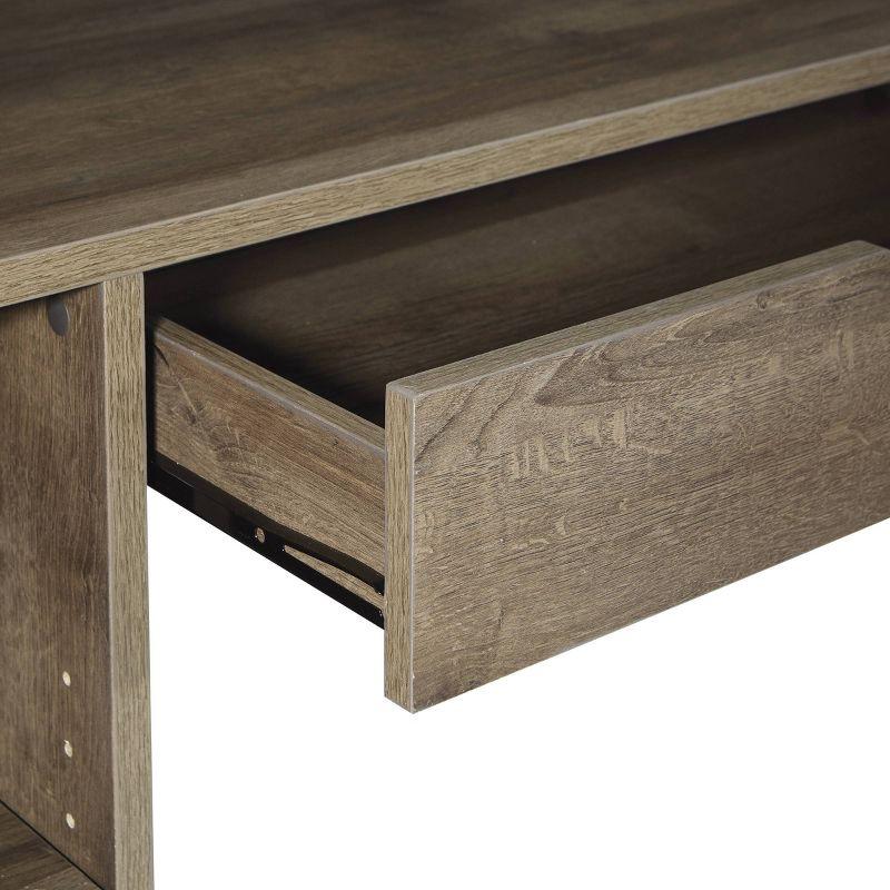 Ravel Desk Gray Oak - OSP Home Furnishings: Modern 40" Office Workstation with Storage Shelf & Drawer
