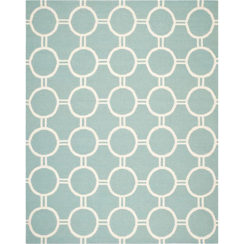 Dhurries DHU636 Hand Woven Area Rug - Light Blue/Ivory - 8'x10' - Safavieh.