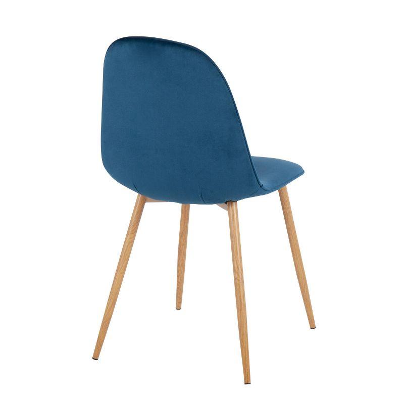 Set of 2 Pebble Metal/Velvet Dining Chairs Natural/Blue: Steel Frame, Tapered Legs, Foam Fill - LumiSource