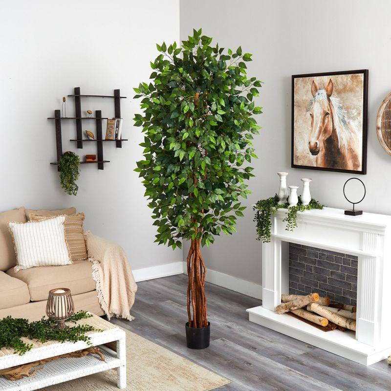 85-Inch Green Silk Potted Ficus Floor Plant