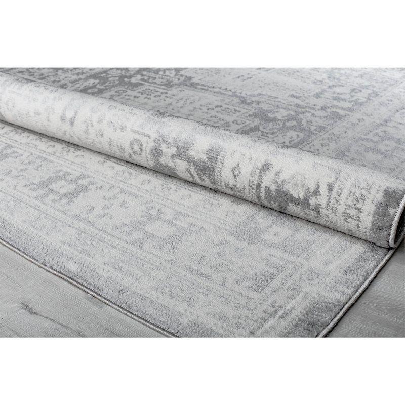 Sundara Elegance 2'6"x8' Vintage Transitional Gray Synthetic Area Rug