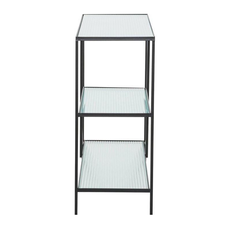 Olivia & May Industrial Metal Console Table Black: Sturdy Entryway Furniture with Fixed Shelf