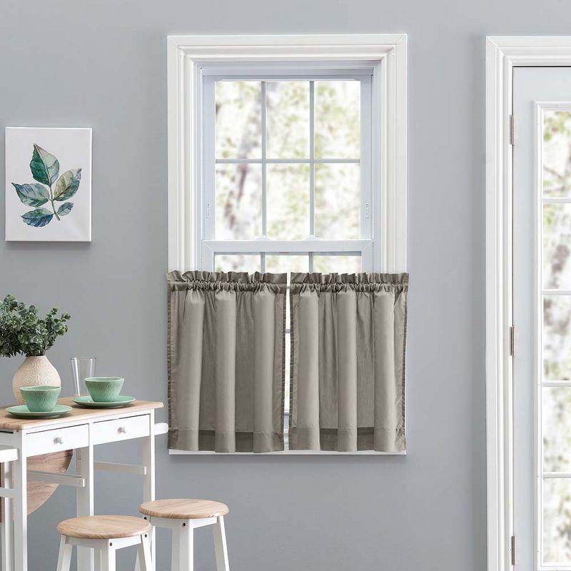 Stacey Gray Sheer Cotton Polyester Rod Pocket Window Tier Pair