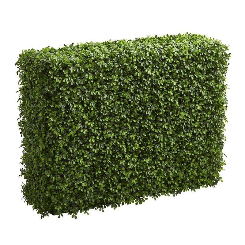 39" Green Plastic Boxwood Artificial Hedge for Indoor/Outdoor Use